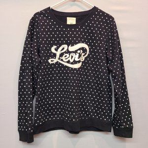 Levis Sweatshirt Black White Dot Pullover Juniors Large